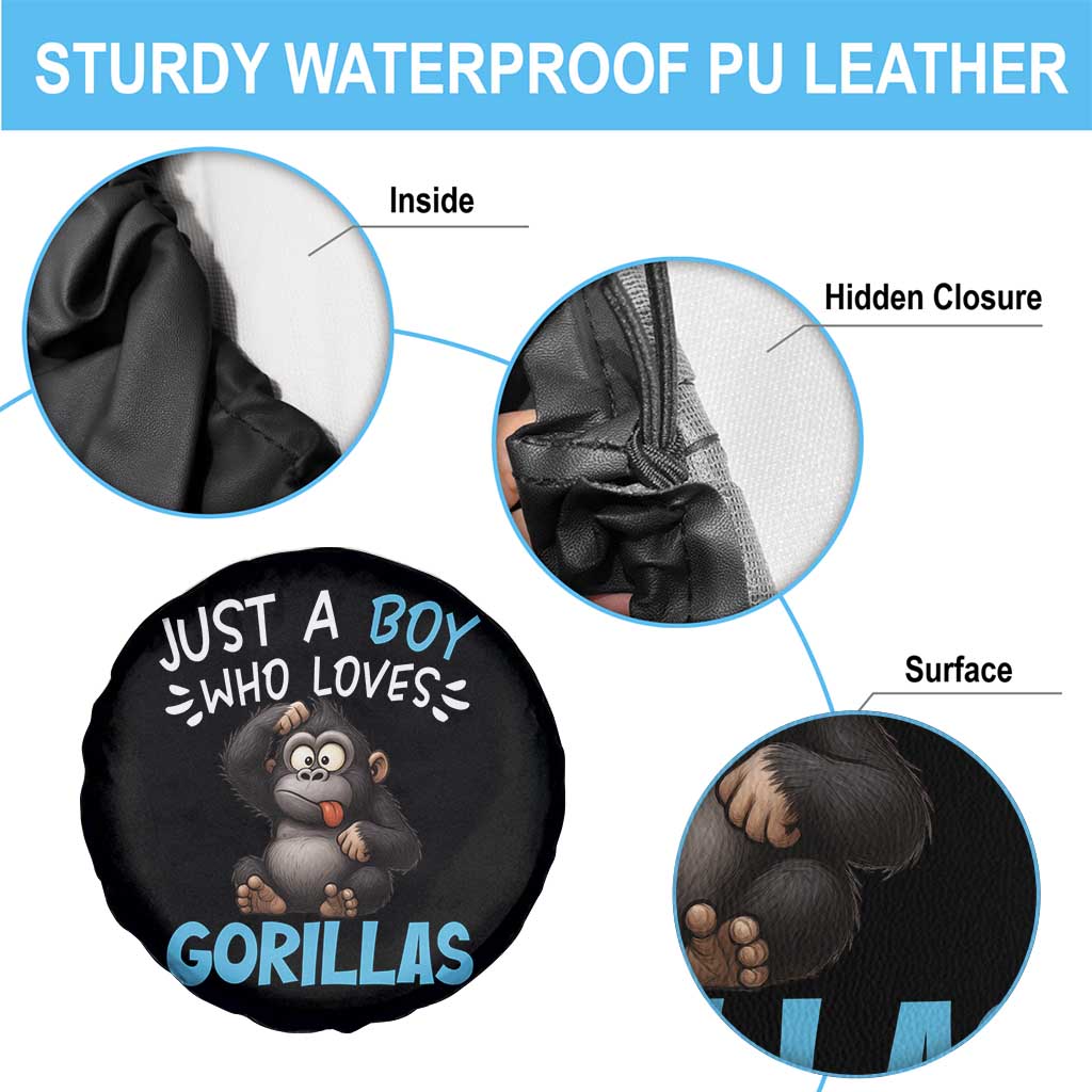 Funny Gorilla Lover Gift Spare Tire Cover Just A Boy Who Loves Gorillas - Wonder Print Shop