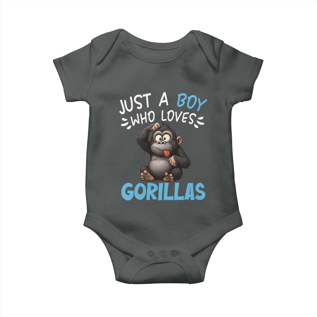 Funny Gorilla Lover Gift Baby Onesie Just A Boy Who Loves Gorillas - Wonder Print Shop