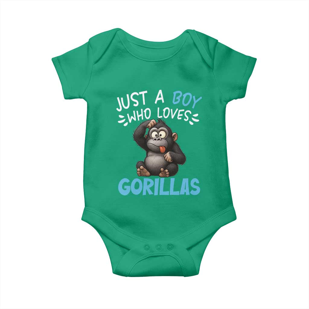 Funny Gorilla Lover Gift Baby Onesie Just A Boy Who Loves Gorillas - Wonder Print Shop