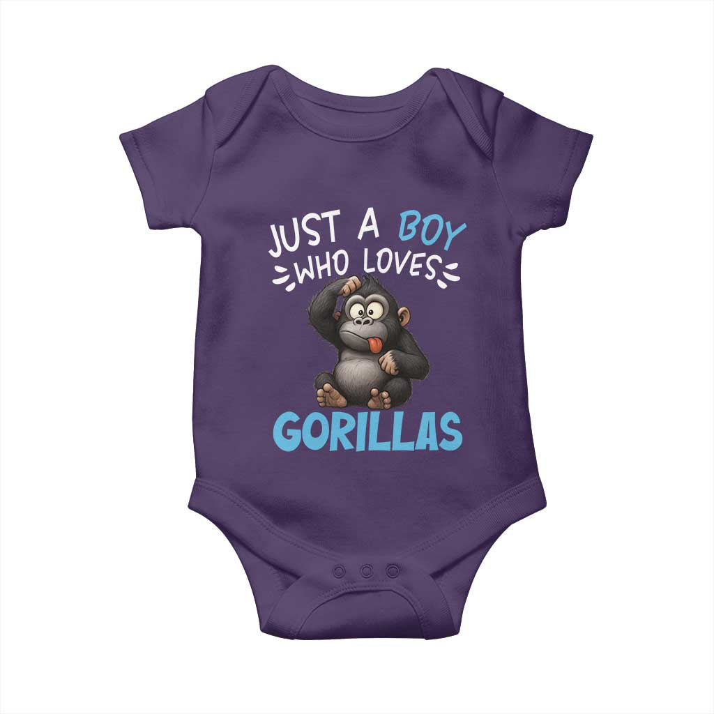 Funny Gorilla Lover Gift Baby Onesie Just A Boy Who Loves Gorillas - Wonder Print Shop