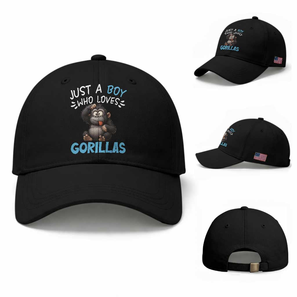 Funny Gorilla Lover Gift Baseball Cap Just A Boy Who Loves Gorillas