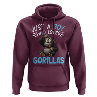 Funny Gorilla Lover Gift Hoodie Just A Boy Who Loves Gorillas - Wonder Print Shop