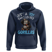 Funny Gorilla Lover Gift Hoodie Just A Boy Who Loves Gorillas - Wonder Print Shop
