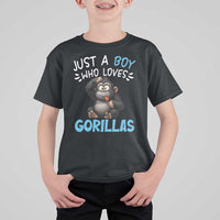 Funny Gorilla Lover Gift T Shirt For Kid Just A Boy Who Loves Gorillas - Wonder Print Shop