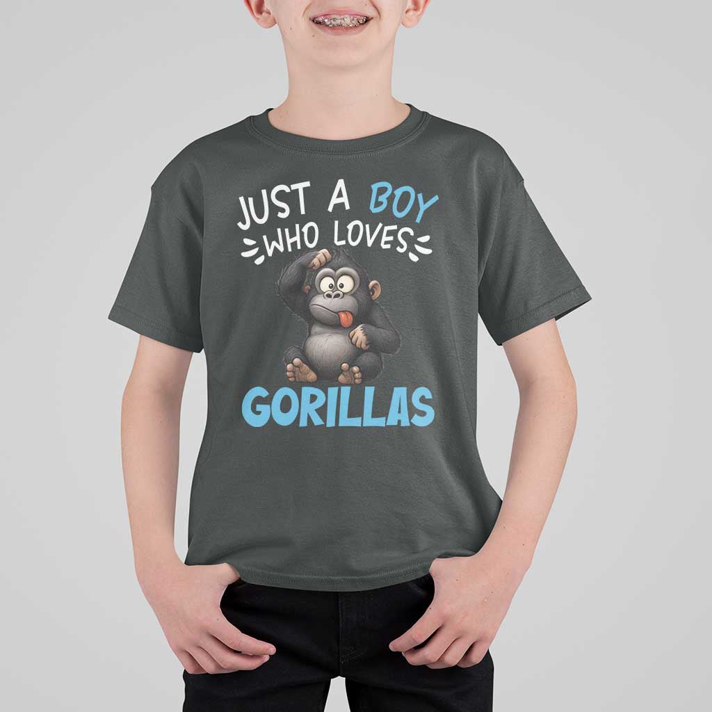 Funny Gorilla Lover Gift T Shirt For Kid Just A Boy Who Loves Gorillas - Wonder Print Shop
