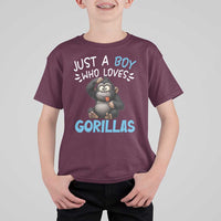 Funny Gorilla Lover Gift T Shirt For Kid Just A Boy Who Loves Gorillas - Wonder Print Shop