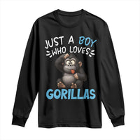 Funny Gorilla Lover Gift Long Sleeve Shirt Just A Boy Who Loves Gorillas - Wonder Print Shop