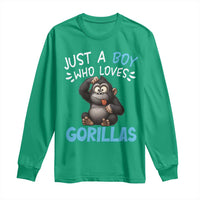 Funny Gorilla Lover Gift Long Sleeve Shirt Just A Boy Who Loves Gorillas - Wonder Print Shop