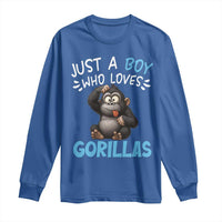 Funny Gorilla Lover Gift Long Sleeve Shirt Just A Boy Who Loves Gorillas - Wonder Print Shop