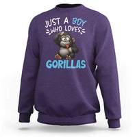 Funny Gorilla Lover Gift Sweatshirt Just A Boy Who Loves Gorillas - Wonder Print Shop