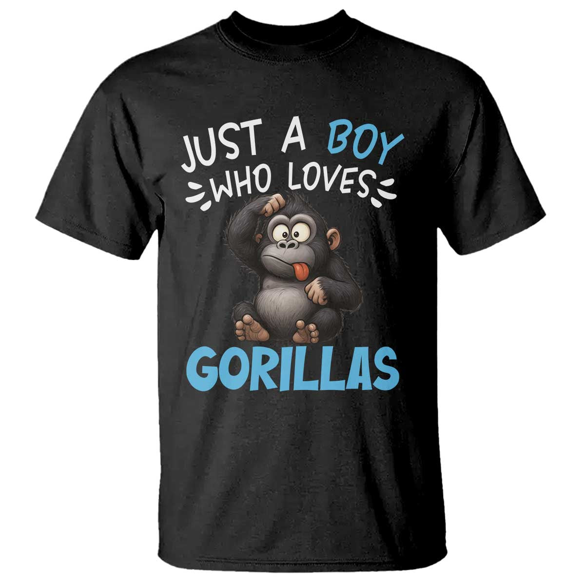 Funny Gorilla Lover Gift T Shirt Just A Boy Who Loves Gorillas - Wonder Print Shop