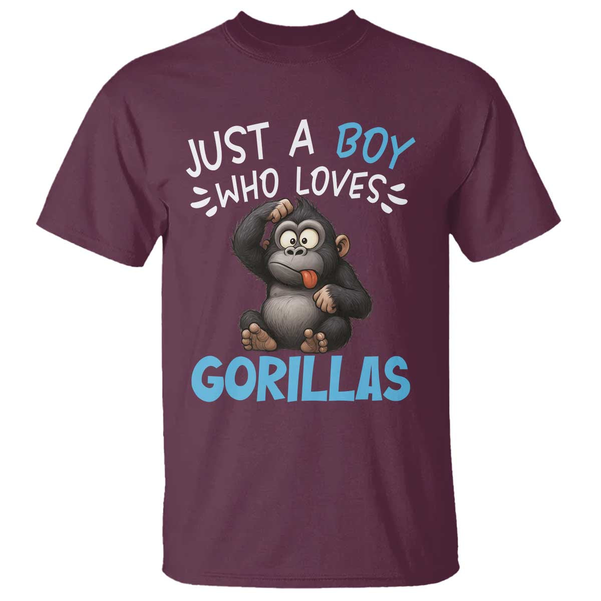Funny Gorilla Lover Gift T Shirt Just A Boy Who Loves Gorillas - Wonder Print Shop
