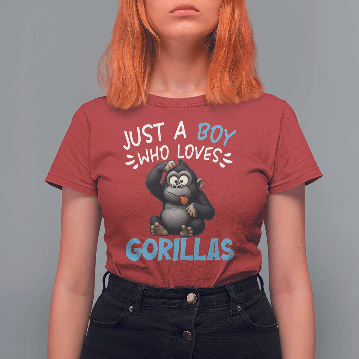 Funny Gorilla Lover Gift T Shirt For Women Just A Boy Who Loves Gorillas - Wonder Print Shop