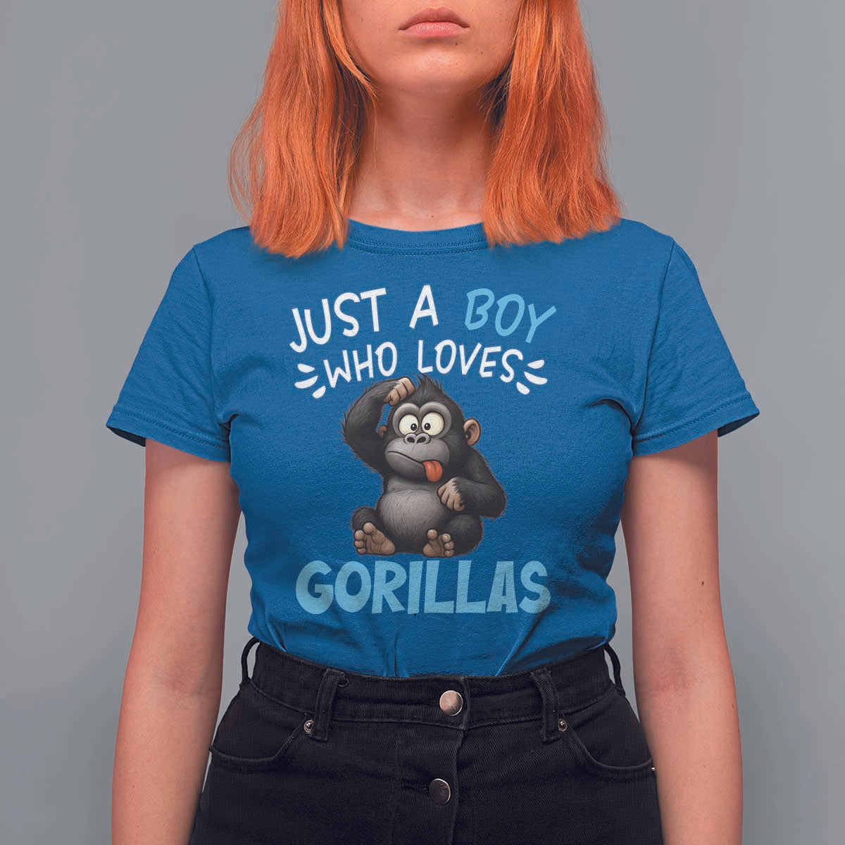 Funny Gorilla Lover Gift T Shirt For Women Just A Boy Who Loves Gorillas - Wonder Print Shop