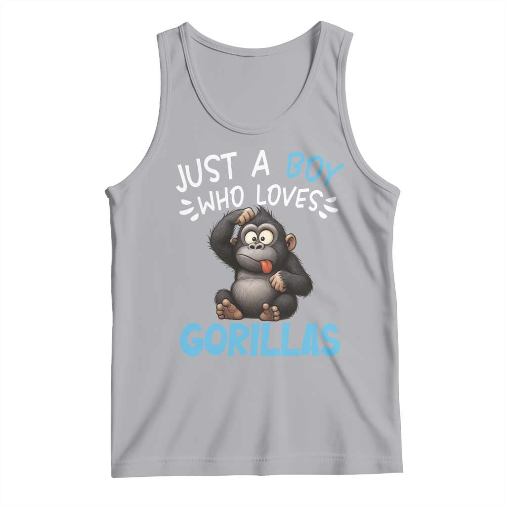 Funny Gorilla Lover Gift Tank Top Just A Boy Who Loves Gorillas - Wonder Print Shop