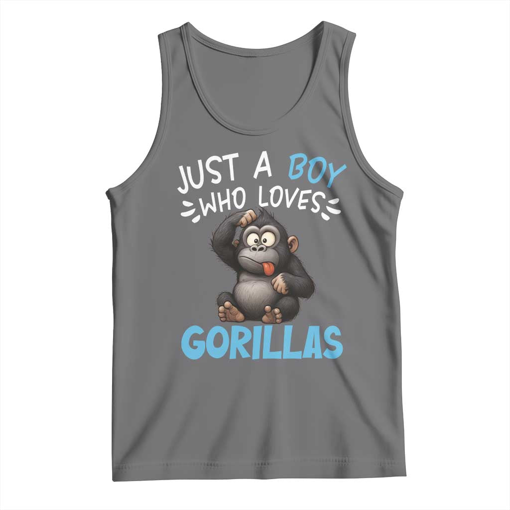 Funny Gorilla Lover Gift Tank Top Just A Boy Who Loves Gorillas - Wonder Print Shop