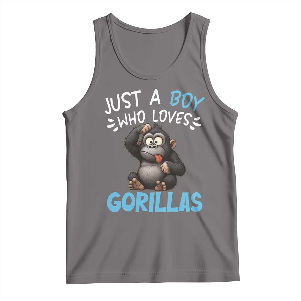 Funny Gorilla Lover Gift Tank Top Just A Boy Who Loves Gorillas - Wonder Print Shop