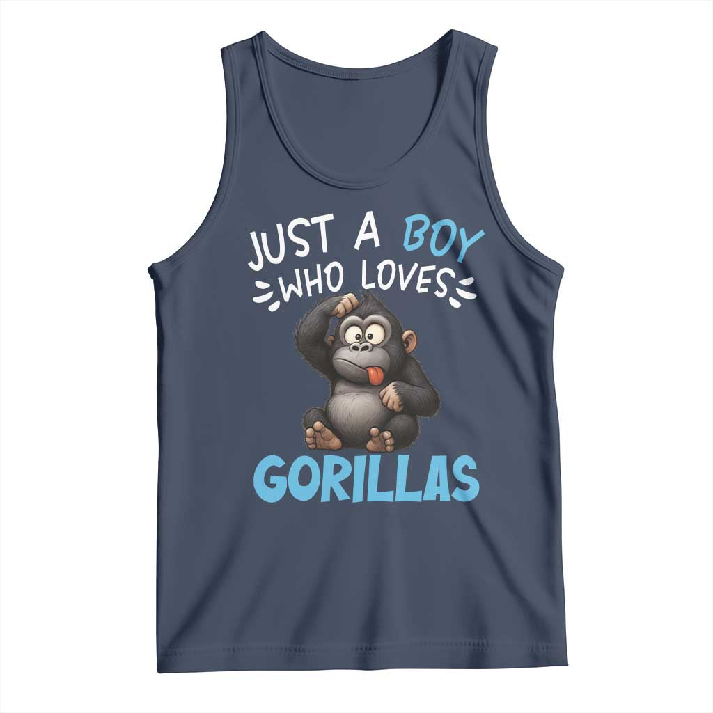 Funny Gorilla Lover Gift Tank Top Just A Boy Who Loves Gorillas - Wonder Print Shop