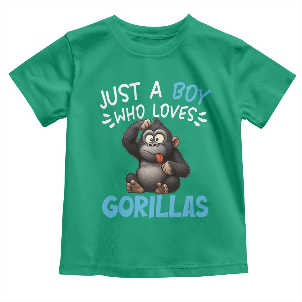 Funny Gorilla Lover Gift Toddler T Shirt Just A Boy Who Loves Gorillas - Wonder Print Shop