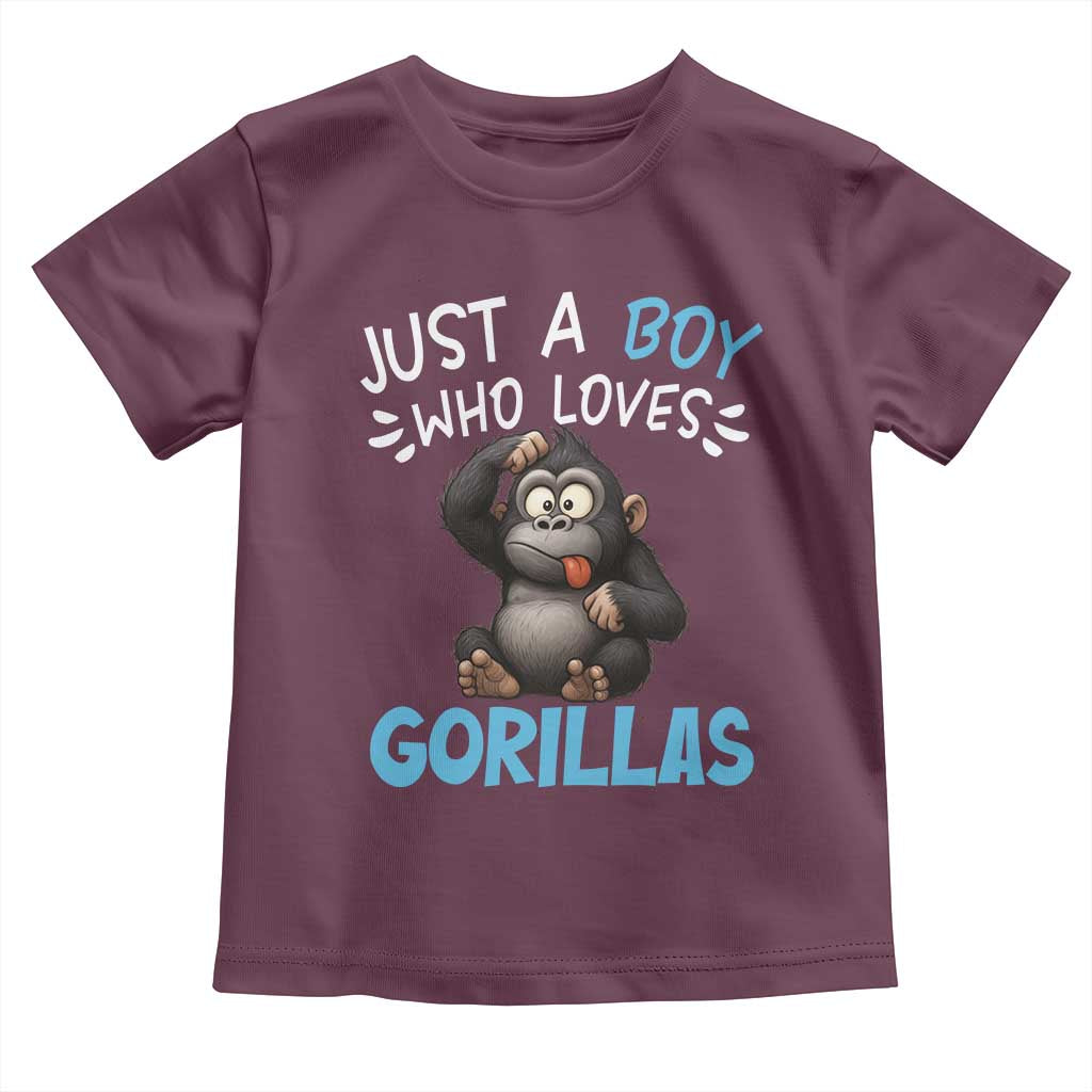 Funny Gorilla Lover Gift Toddler T Shirt Just A Boy Who Loves Gorillas - Wonder Print Shop