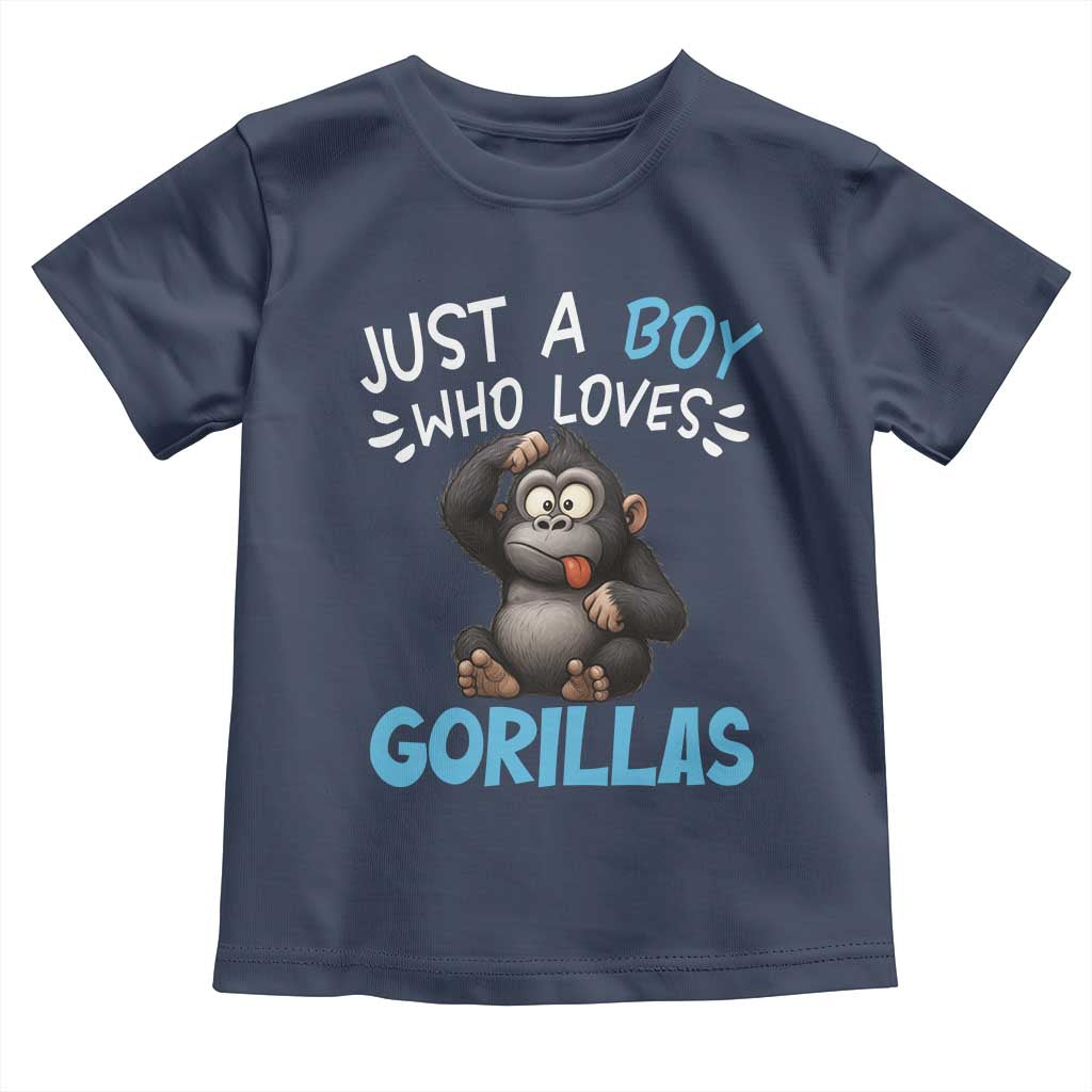 Funny Gorilla Lover Gift Toddler T Shirt Just A Boy Who Loves Gorillas - Wonder Print Shop