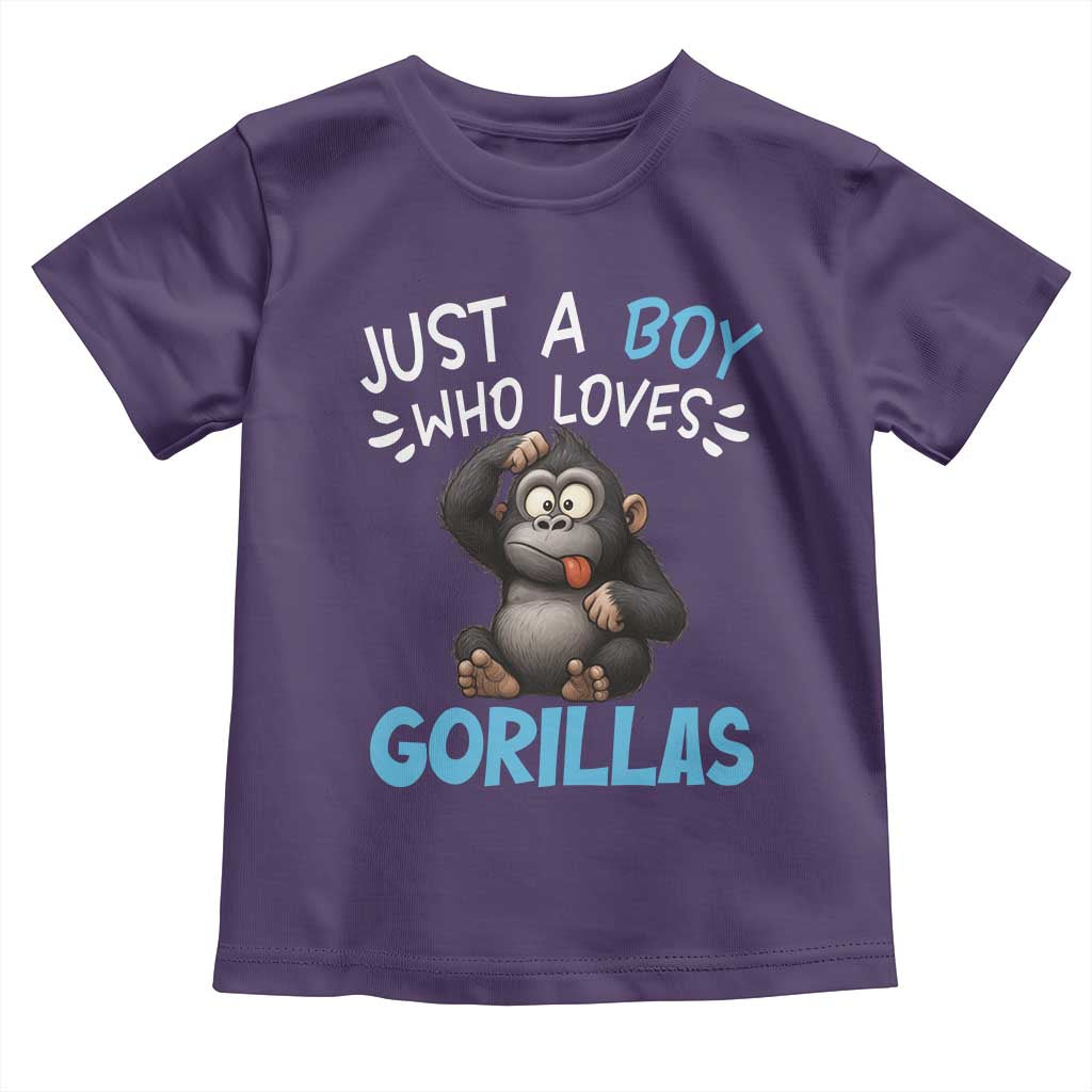 Funny Gorilla Lover Gift Toddler T Shirt Just A Boy Who Loves Gorillas - Wonder Print Shop