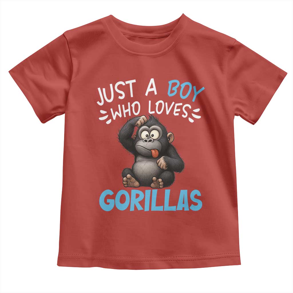 Funny Gorilla Lover Gift Toddler T Shirt Just A Boy Who Loves Gorillas - Wonder Print Shop