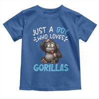 Funny Gorilla Lover Gift Toddler T Shirt Just A Boy Who Loves Gorillas - Wonder Print Shop