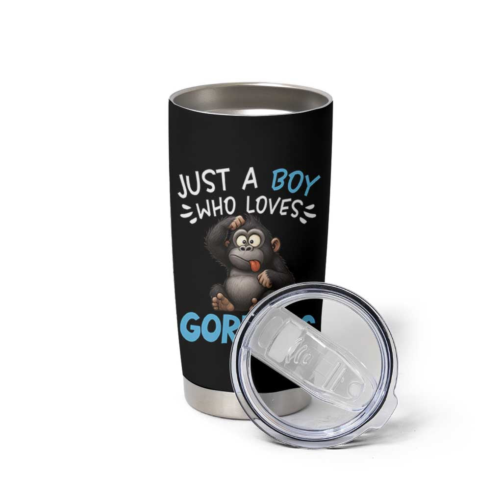 Funny Gorilla Lover Gift Tumbler Cup Just A Boy Who Loves Gorillas