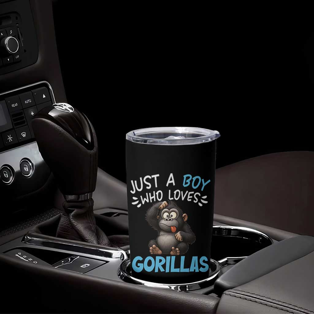Funny Gorilla Lover Gift Tumbler Cup Just A Boy Who Loves Gorillas