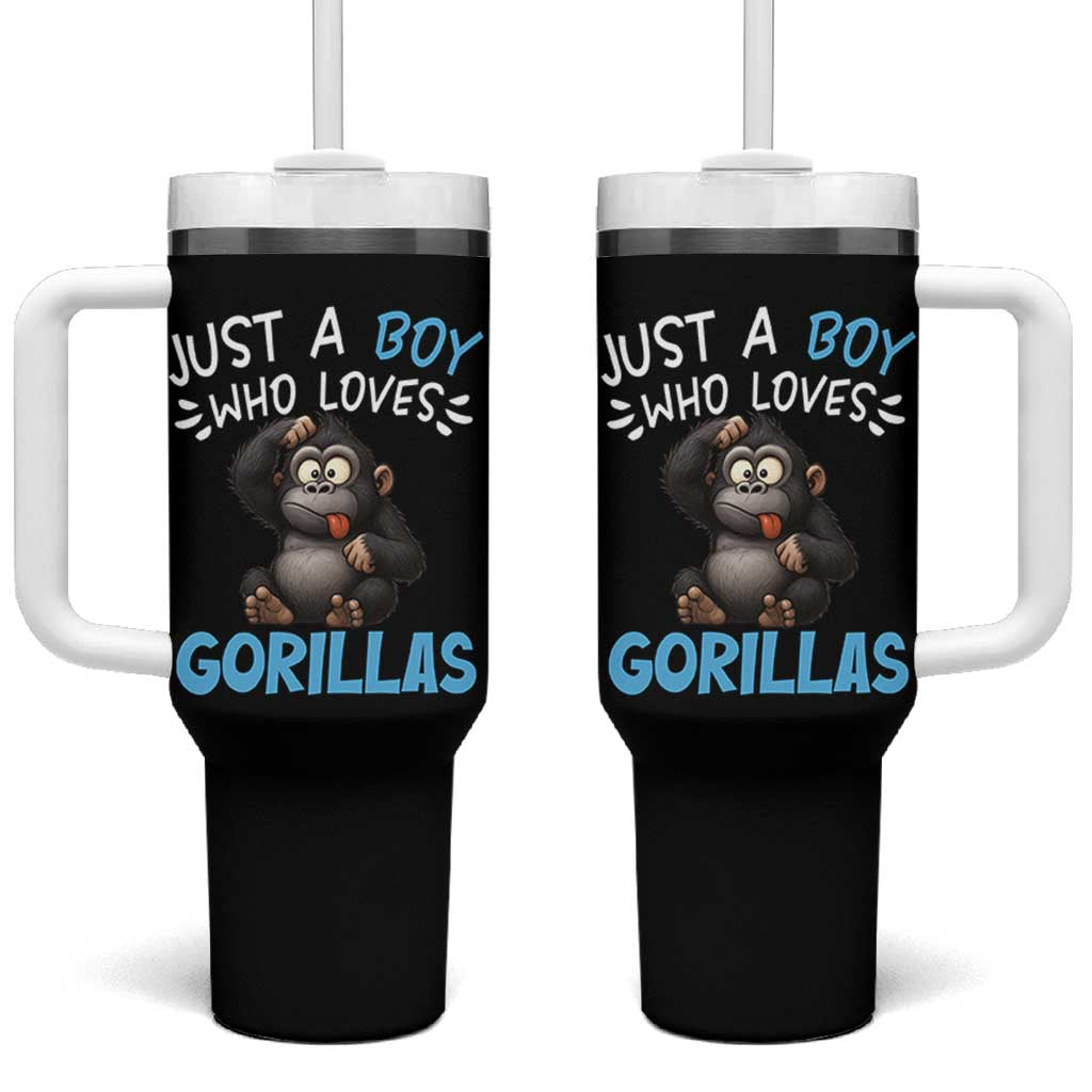 Funny Gorilla Lover Gift Tumbler With Handle Just A Boy Who Loves Gorillas
