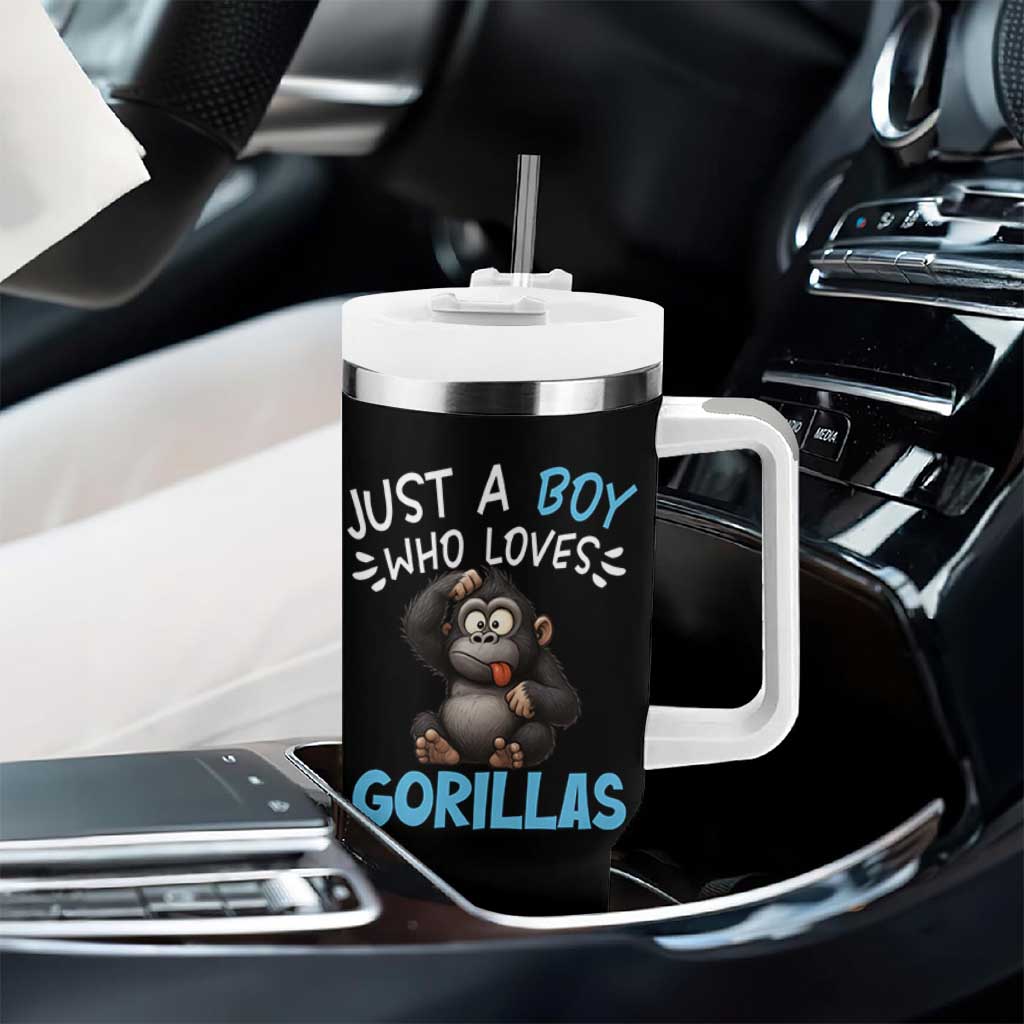 Funny Gorilla Lover Gift Tumbler With Handle Just A Boy Who Loves Gorillas