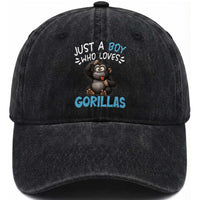 Funny Gorilla Lover Gift Washed Cotton Baseball Cap Just A Boy Who Loves Gorillas