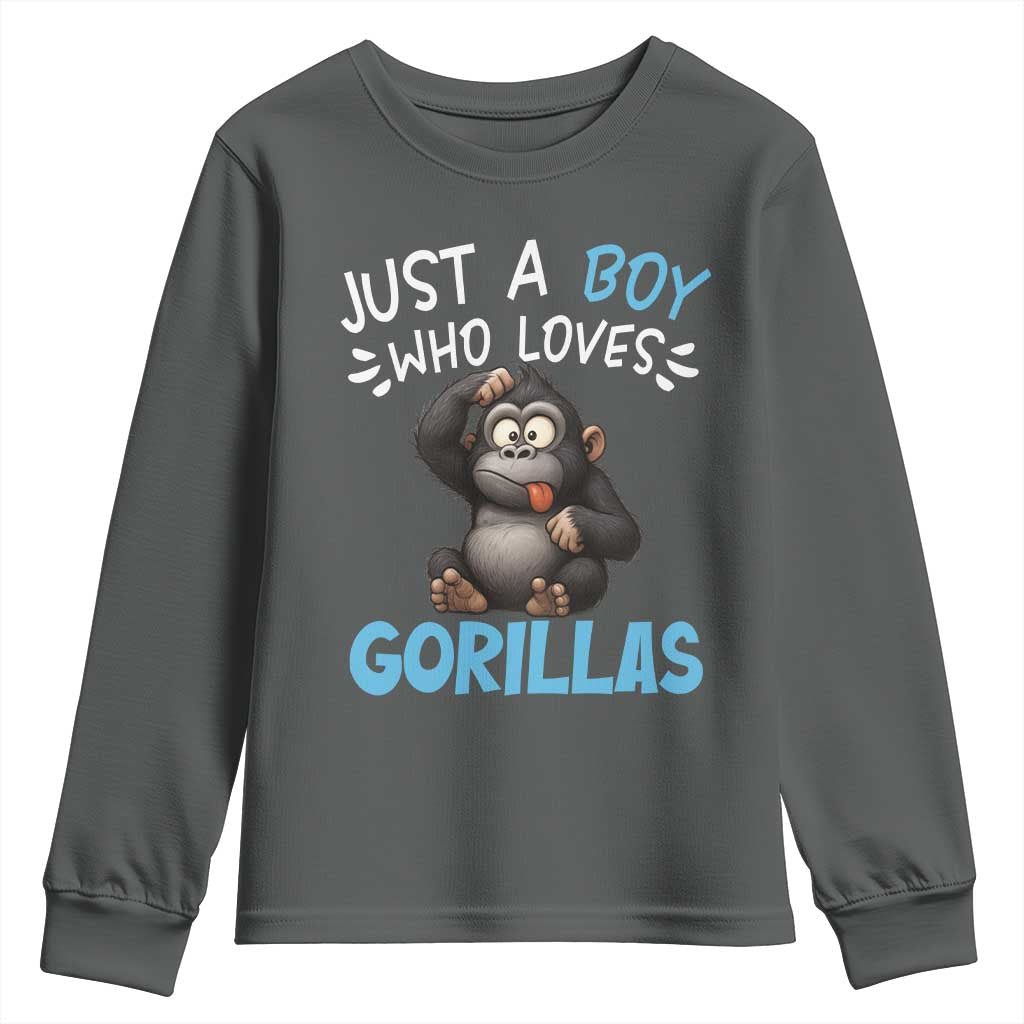 Funny Gorilla Lover Gift Youth Sweatshirt Just A Boy Who Loves Gorillas - Wonder Print Shop