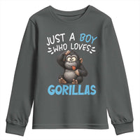 Funny Gorilla Lover Gift Youth Sweatshirt Just A Boy Who Loves Gorillas - Wonder Print Shop