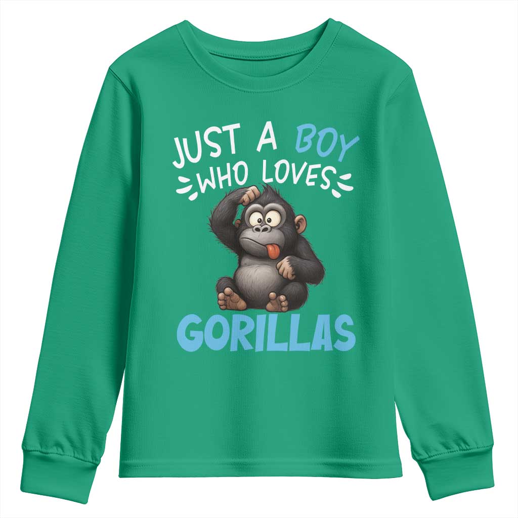 Funny Gorilla Lover Gift Youth Sweatshirt Just A Boy Who Loves Gorillas - Wonder Print Shop