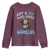 Funny Gorilla Lover Gift Youth Sweatshirt Just A Boy Who Loves Gorillas - Wonder Print Shop