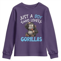 Funny Gorilla Lover Gift Youth Sweatshirt Just A Boy Who Loves Gorillas - Wonder Print Shop