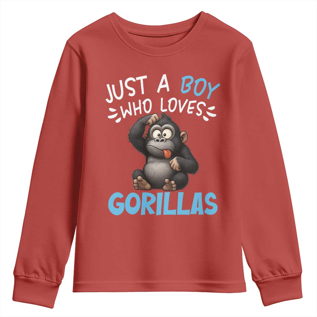 Funny Gorilla Lover Gift Youth Sweatshirt Just A Boy Who Loves Gorillas - Wonder Print Shop