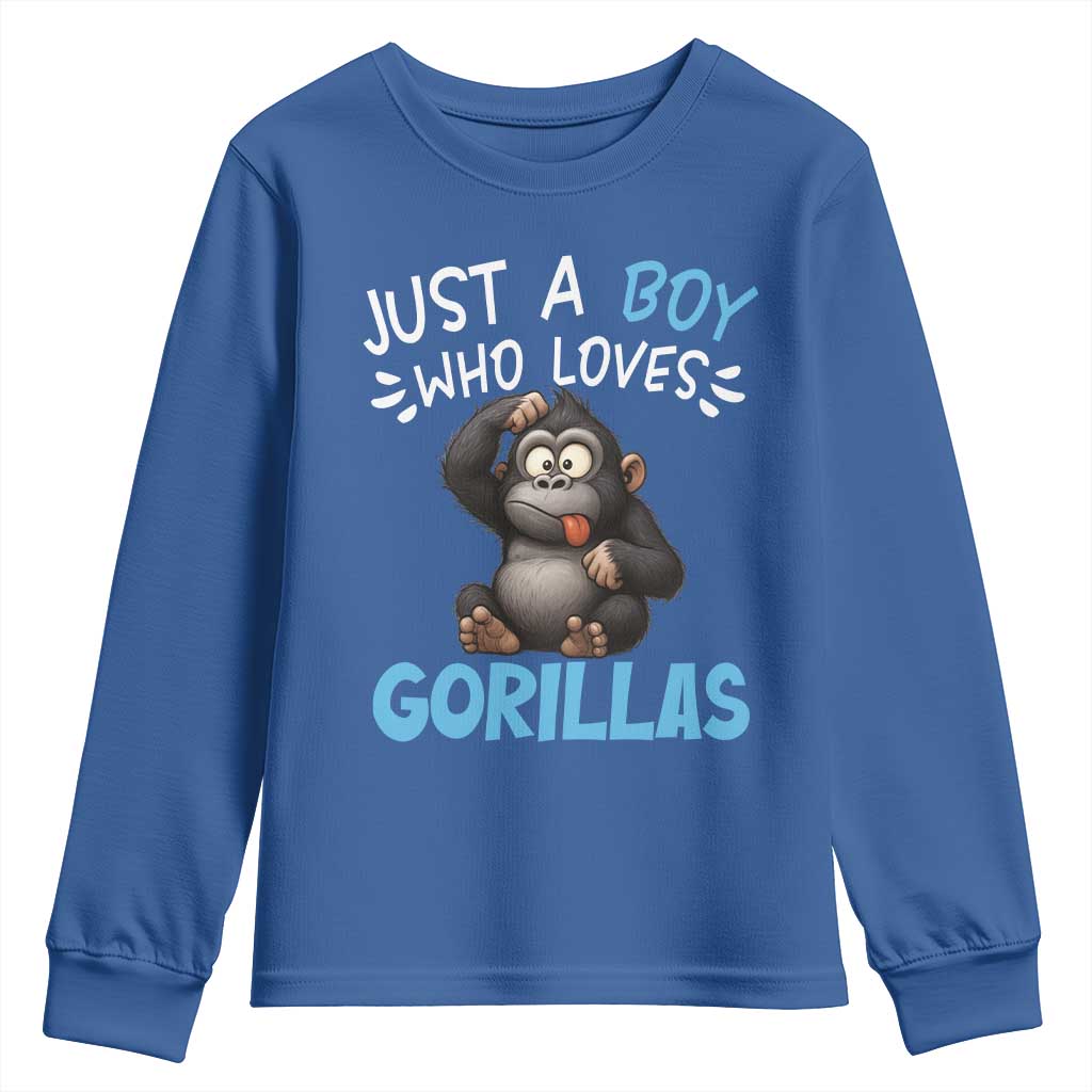 Funny Gorilla Lover Gift Youth Sweatshirt Just A Boy Who Loves Gorillas - Wonder Print Shop