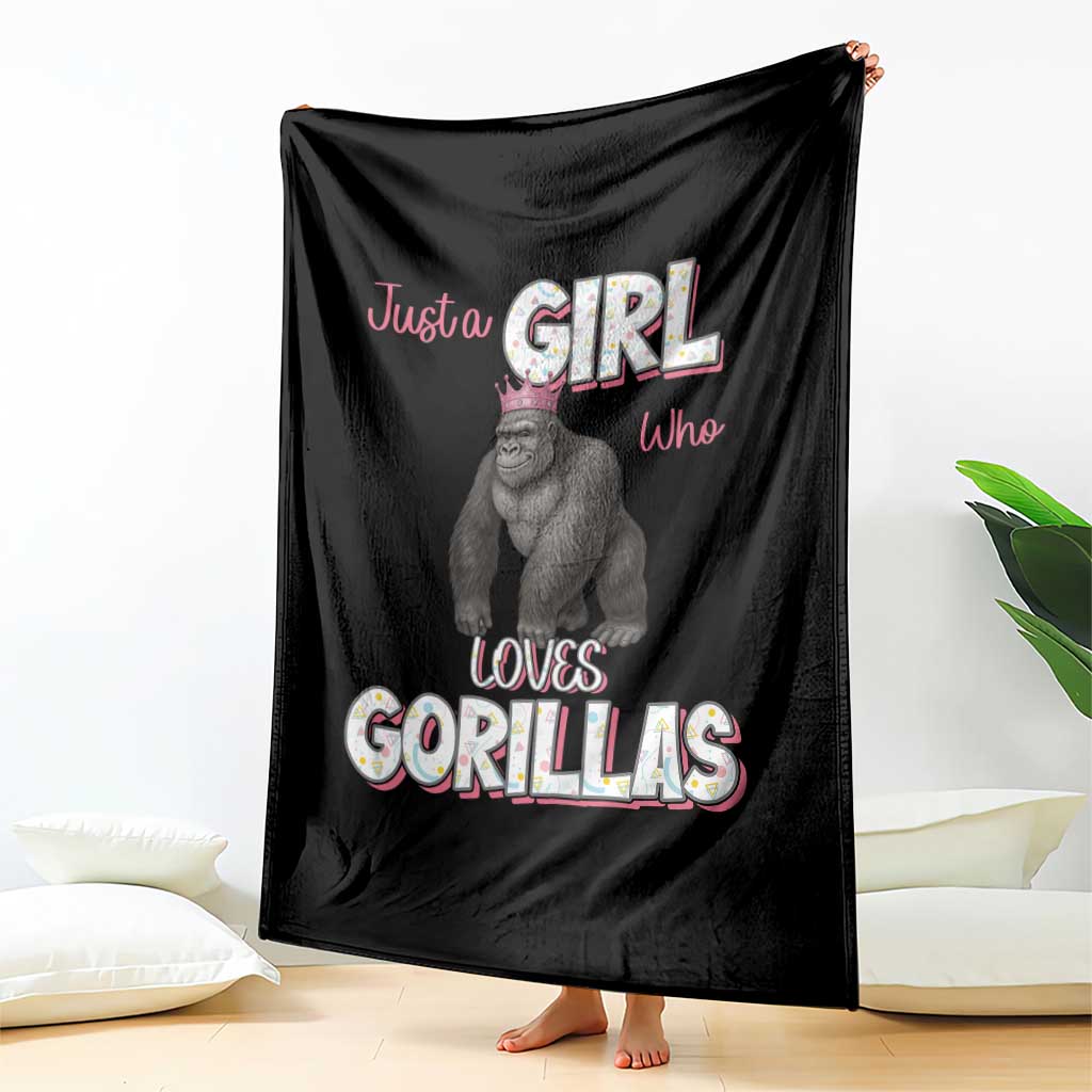 Gorilla Lover Gift Throw Blanket Just A Girl Who Loves Gorillas - Wonder Print Shop