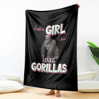 Gorilla Lover Gift Throw Blanket Just A Girl Who Loves Gorillas - Wonder Print Shop