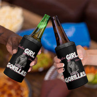 Gorilla Lover Gift 4 in 1 Can Cooler Tumbler Just A Girl Who Loves Gorillas
