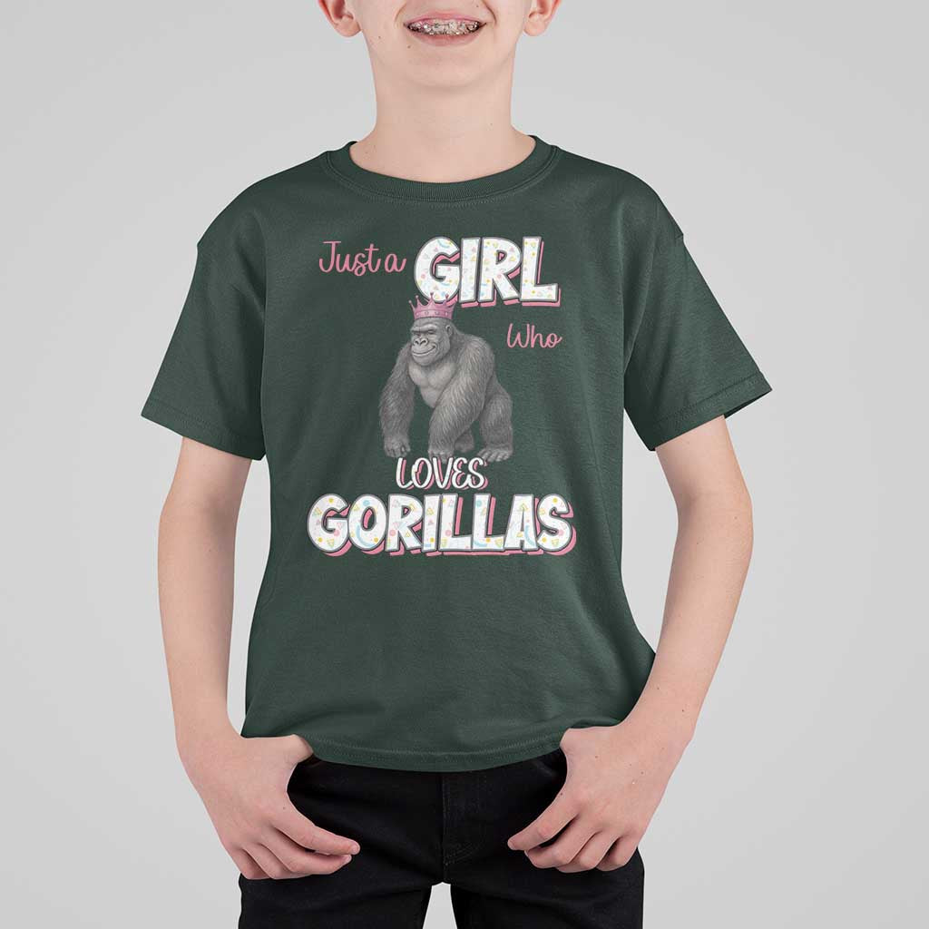 Gorilla Lover Gift T Shirt For Kid Just A Girl Who Loves Gorillas - Wonder Print Shop