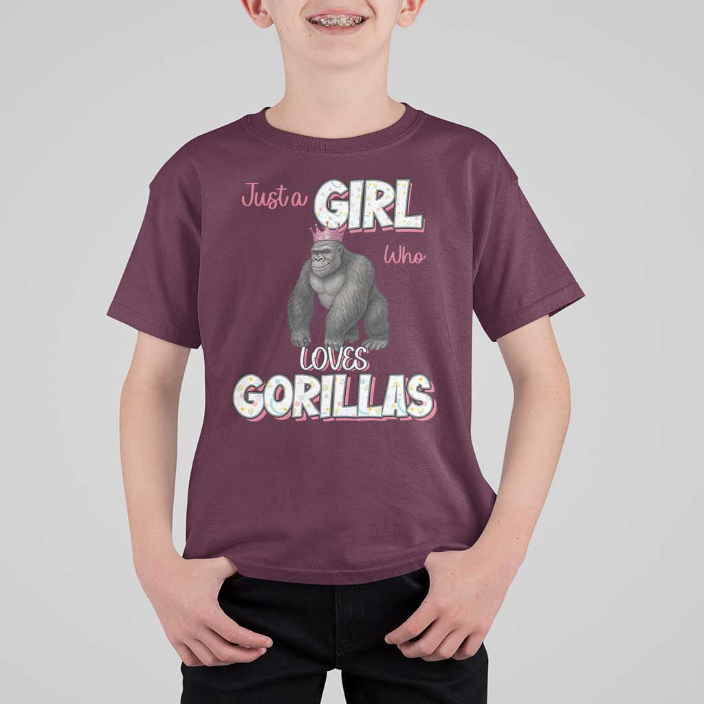 Gorilla Lover Gift T Shirt For Kid Just A Girl Who Loves Gorillas - Wonder Print Shop