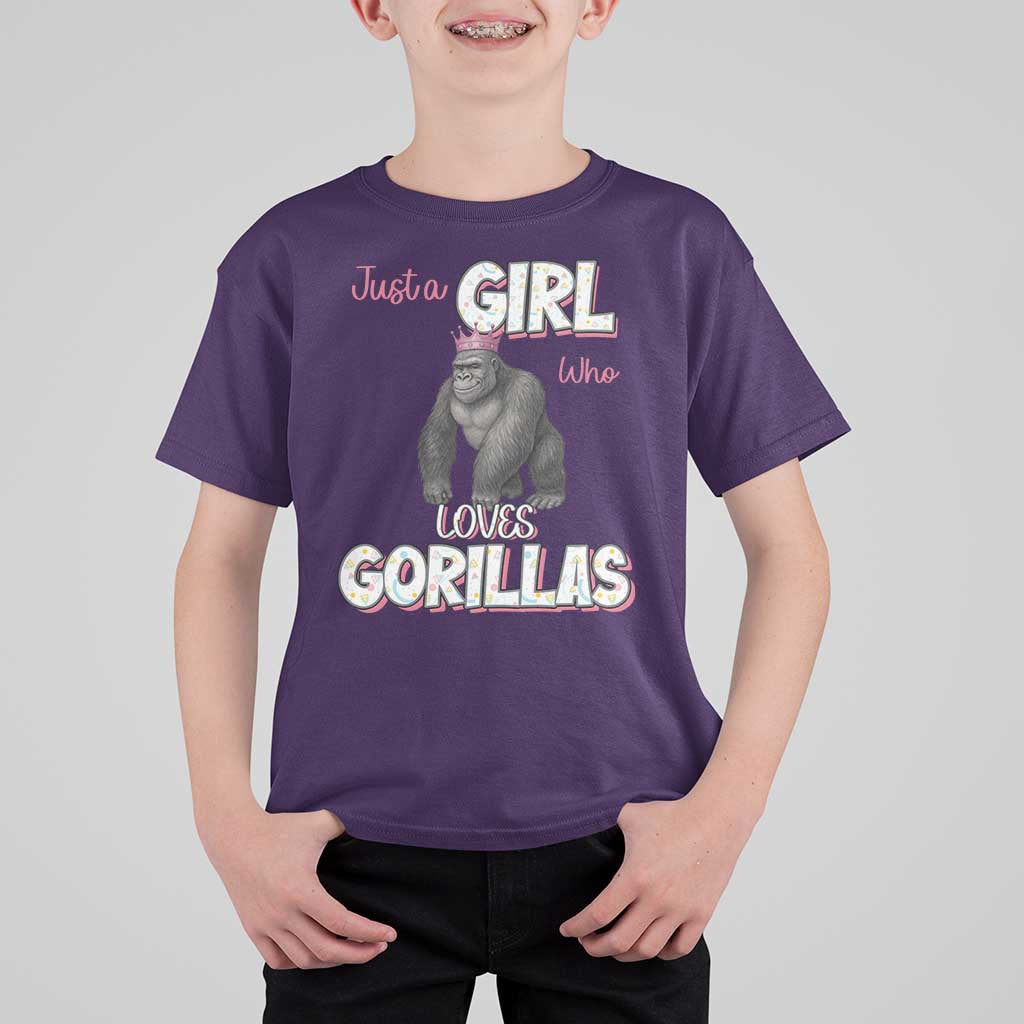 Gorilla Lover Gift T Shirt For Kid Just A Girl Who Loves Gorillas - Wonder Print Shop