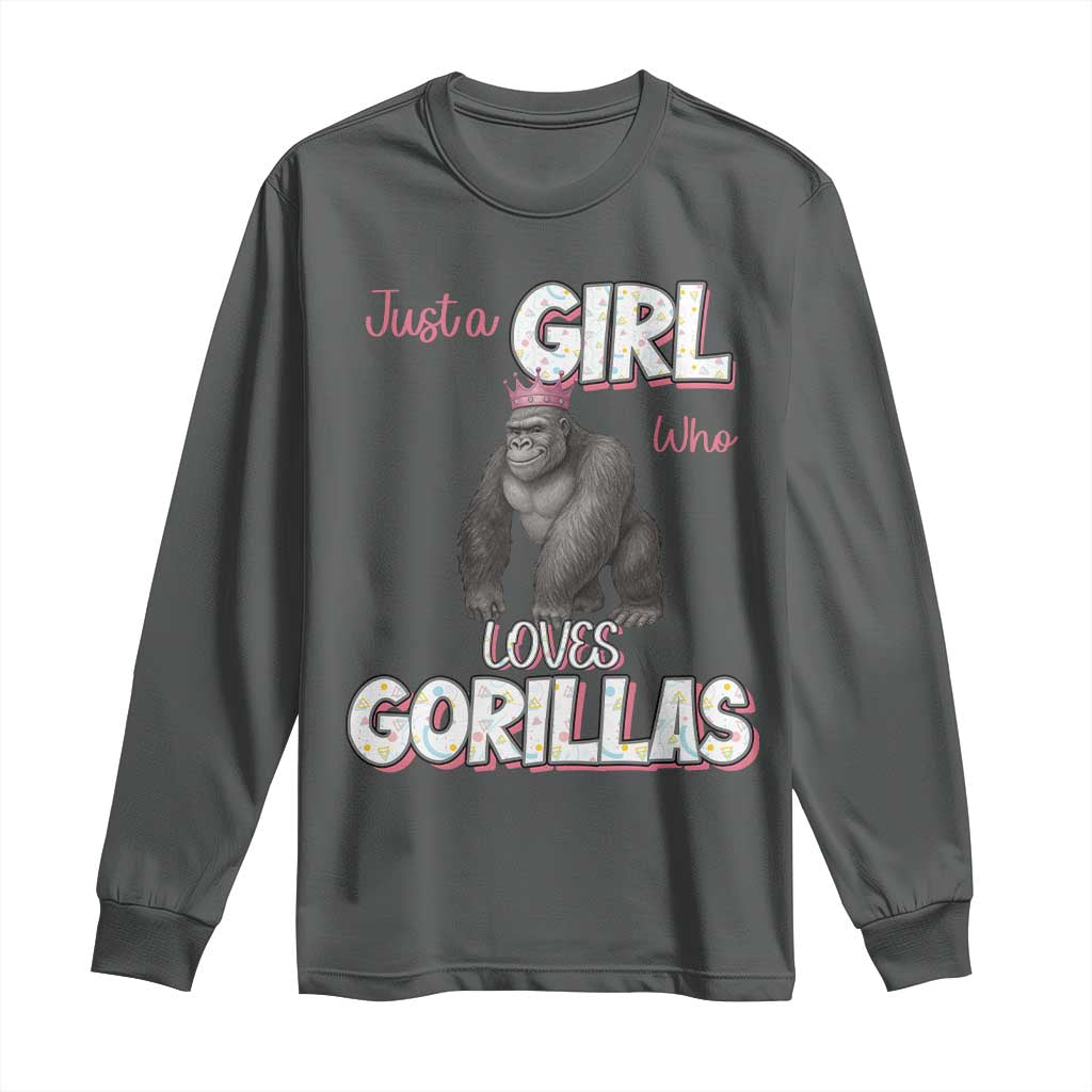Gorilla Lover Gift Long Sleeve Shirt Just A Girl Who Loves Gorillas - Wonder Print Shop