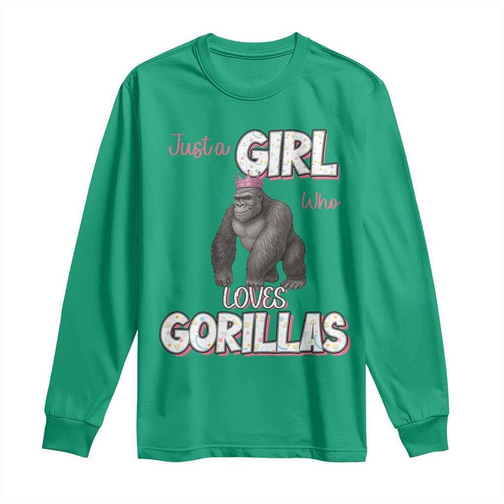Gorilla Lover Gift Long Sleeve Shirt Just A Girl Who Loves Gorillas - Wonder Print Shop