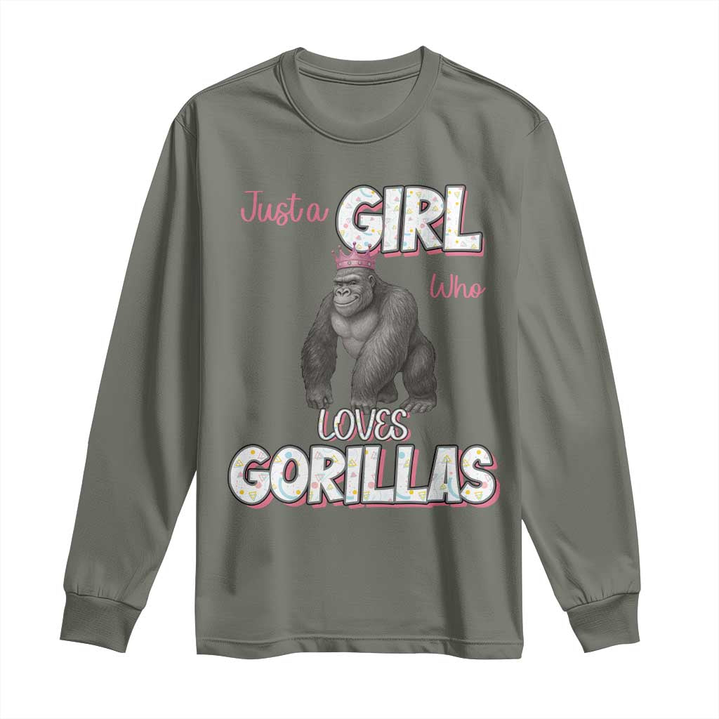 Gorilla Lover Gift Long Sleeve Shirt Just A Girl Who Loves Gorillas - Wonder Print Shop