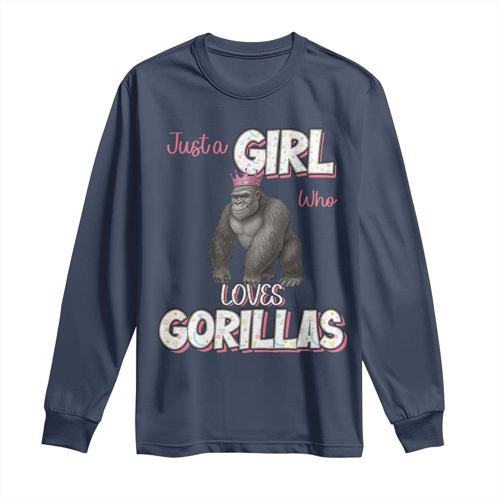 Gorilla Lover Gift Long Sleeve Shirt Just A Girl Who Loves Gorillas - Wonder Print Shop